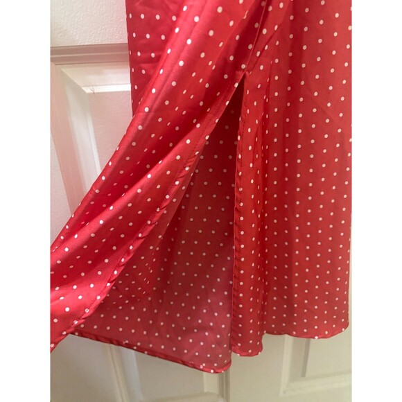 Japna Slip Dress Sz M Babydoll Red Pink Polka Dot Valentines Coquette 90s Style - Picture 3 of 14